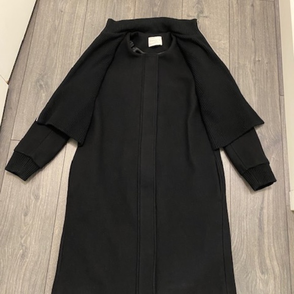 Sandro Kolia Ribbed Overlay Wool Blend Coat Size 6 - Picture 7 of 16